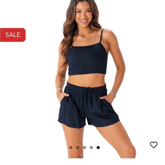 Oxford Drawstring Women's Navy Cotton Cabana Shorts - Picture 7 of 8